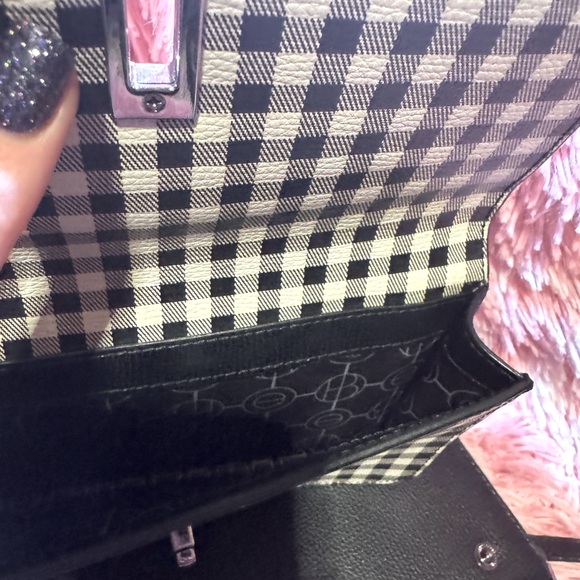 Henri Bendel Crossbody Wallet on a String Clutch Gingham Pebble Leather Rare - Picture 11 of 14